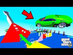 FRANKLIN TRIED ELECTRIC GUITAR PARKOUR RAMP CHALLENGE GTA 5 | SHINCHAN and CHOP