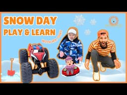 PLAYING IN THE SNOW WITH MONSTER TRUCK, SLEDDING, SNOW ANGELS, AND MORE | FUN PLAYING VIDEO FOR KIDS