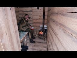 Building a Winter Log Cabin From Scratch in the Snowy Forest