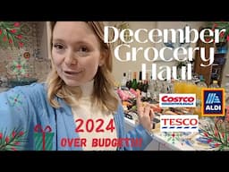 December Grocery Haul 2024| Monthly Christmas Shop | Frugal & Budget Mama of 3 OVER BUDGET! ❄️🎄☃️