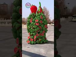 Fruit and vegetable characters walking bump in the square🥸 3D Special Effect