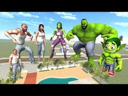 Franklin vs Hulk Family in Indian Bike Driving 3D