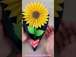 Girasoles de Papel 🌻 Ramo de flores amarillas #regalos #diy #flores #manualidades #diycraft