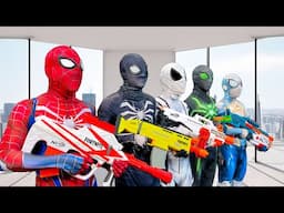 Top New Pro 9 SPIDER-MAN in 1 House ?? || Hey All Color SuperHeroes , Go To Trainning Nerf Gun !!