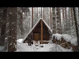 SURVIVE A DAY IN THE WILD SNOWY FOREST IN A COZY LOG CABIN. WINTER IS COMING!