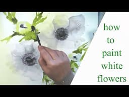 watch me Painting White Anemone Flowers in Watercolor |  Floral Art 🎨🌿