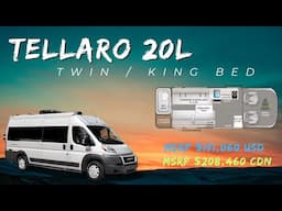 2025 Tellaro 20L Van Motorhome - Twin beds or King Bed