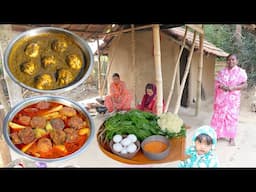 আগেকার দিনের গ্রামঘরের দুটি রান্না / পালং শাক দিয়ে ডিম সঙ্গে ফুলকপি ডালের বড়া তরকারি