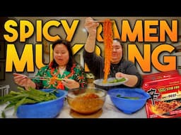 THE BEST Spicy Ramen (Shin Ramyun Stir Fry) Mukbang with Bestie 먹방 Eating Show! + Cucumber (SO GOOD)