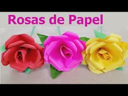 Cómo hacer una Rosa de papel fácil y rápida 🌹 Flores de papel | Manualidades de Lina