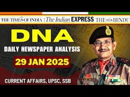 Daily Newspaper Analysis| 29 Jan 2025 | Current Affairs For Defence Aspirants | SSB #upsc #cds