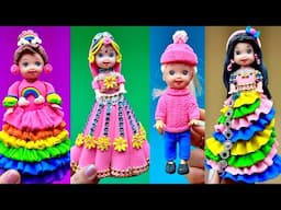 DIY How to Make Polymer Clay Miniature Rainbow Doll Dress | DIY Easy Polymer Clay Tutorial | ASMR