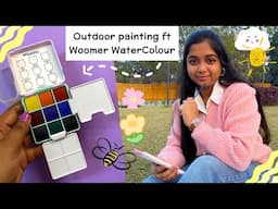 Woomer set of 9 watercolour pocket paint set | Easy to carry 😍 Review + outdoor painting vlog 🖌