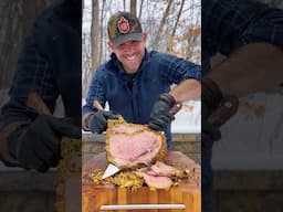 Slowly-smoked Christmas lamb with an aged Parmesan-roasted garlic crust. #smokedlamb #christmaslamb