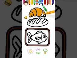 Supermarket Bread Coloring & drawing | Grocery Fish With Jelly #coloringbook