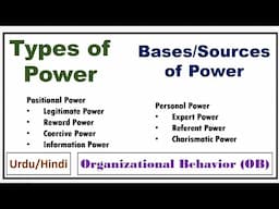 Sources of Power-Bases of Power-Types of Power in Organizational Behavior