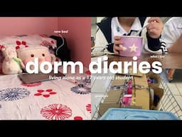 dorm diaries - ep 1 🩰 living alone as a 17 years old student, days with me, what i eat 🐈