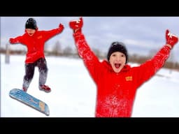 RYDEN'S FIRST KICKFLIP ON A SNOWSKATE