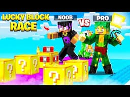 Minecraft 1v1 Lucky block Race With ​Lilyville Member 🤯