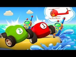 The racing cars need help! The ferry hits an iceberg. New episodes of Helper Cars cartoons for kids.