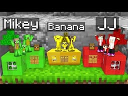 Mikey Family vs Banana Family vs JJ Family TINY CHUNK Survival Battle in Minecraft! - Maizen