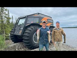 Driving/Boating a SHERP to reach a wild Alaskan Fishing spot + Launching Cars Off Cliffs