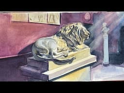 Atmospheric watercolour painting | A room in the Thorvaldsen Museum