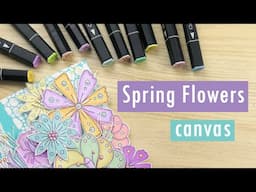 Spring Flowers Mixed Media Canvas Tutorial with Classique Markers and Digital Stamps