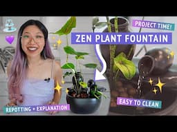 MAKING AN INDOOR PLANT FOUNTAIN ⛲️🌱🧘‍♀️ repotting project: tranquil indoor houseplant water feature