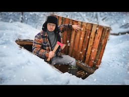 Hot DUNGEON during a SNOWSTORM, I insulated the dugout to keep warm in winter!