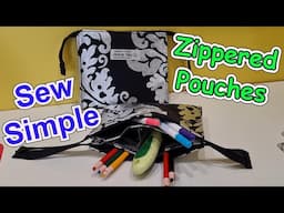 How to sew an easy zippered pouch with 3 compartments. DIY beginner sewing project. Cosmetic bag.