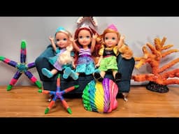 Starfish & shells fun ! Elsa & Anna toddlers & Ariel playdate