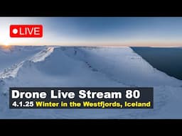 LIVE 4.1.25 Exploring Westfjords during winter in Iceland, drone live stream