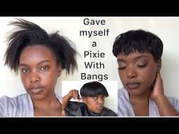 Cutting my own hair again| my pixie has bangs