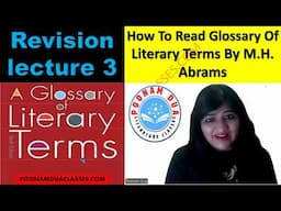 Lecture 3 CUET UGC NET Crash Course Videos M H Abrams Glossary English Literature by Poonam Dua