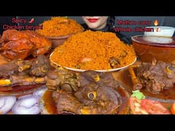 ASMR EATING CHICKEN BIRYANI,SPICY BIRYANI,WHOLE CHICKEN CURRY,MUTTON CURRY,RAITA