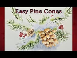 Easy Watercolor Pinecones