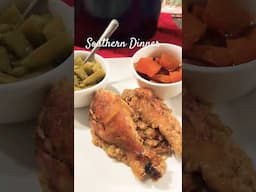 Southern Country Dinner #food #cornbreaddressing #cooking