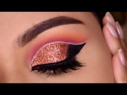 Copper Glittery Cut crease Eye Makeup Tutorial