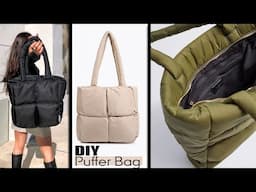 DIY PUFFER TOTE BAG TUTORIAL Easy Way to Sew the Puffed Bag From Scratch