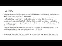 Reliability, validity and triangulation DEEFINITIONS full lecture