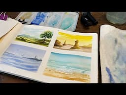 Watercolor Journal Day 177 (Tiny Landscapes, Oceans)