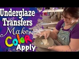 Underglaze painting technique: Make, color and apply underglaze transfers. How-to pottery with Emily