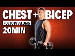 20 Min CHEST AND BICEP DUMBBELL WORKOUT With or Without Bench