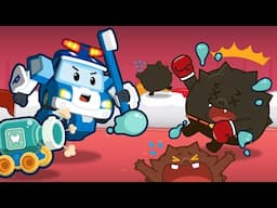 Let's Fight the Bacteria in Our Mouths│POLI Clean Quest│POLI Game│Brushing Teeth│Robocar POLI TV