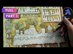 Coloring Tutorial: Magic shelf | Part 1 background | WORLD OF FLOWERS book by Johanna Basford