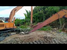 EXCAVATOR HITACHI LONG ARM HAMPIR TENGGELAM POKOK NIPAH