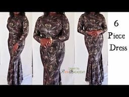 How to Make a 6 Piece Dress (13 minute video) | Cutting and Stitching | Six Pieces Fitted Gown