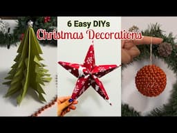 6 Easy Christmas Crafts | Paper Tree | Snowflakes | 3D Paper Star | Yarn Ornaments