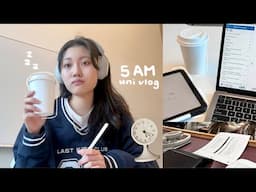 Waking up at 5AM uni vlog: morning routine, lectures, studying, school grwm + makeup haul, uni days